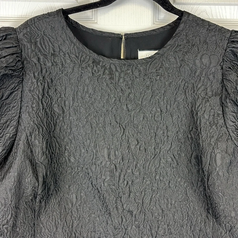 J. Crew collection black puff sleeve textured organza top sz xxl